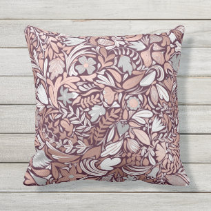 Coussin Motif d'illustrations florales de Bourgogne rose