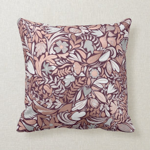 Coussin Motif d'illustrations florales de Bourgogne rose