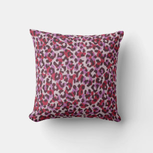 Coussin Motif d'impression chic rouge violet guépard