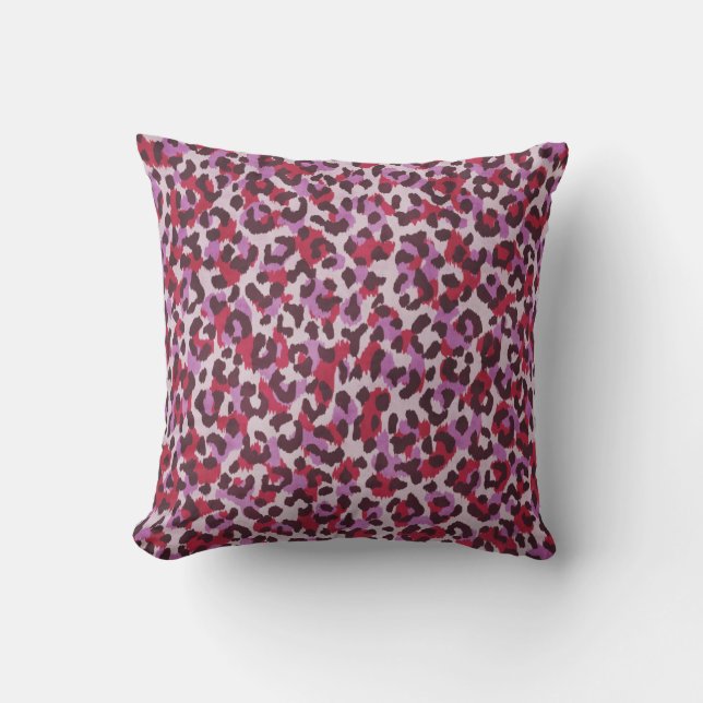 Coussin Motif d'impression chic rouge violet guépard (Recto)