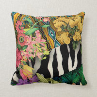 Motif d'impression couleur rose floral zèbre indie
