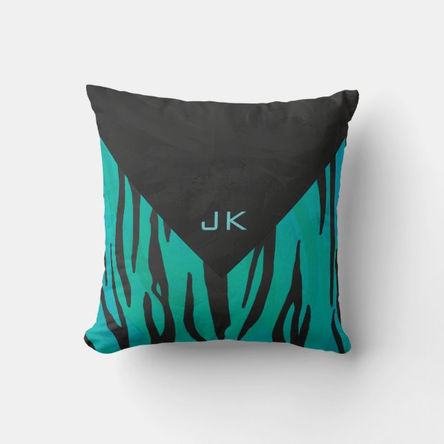 Coussin Motif d'impression Turquoise et noir de tigre de m (Recto)