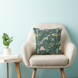Coussin Motif Dinosaur Vert