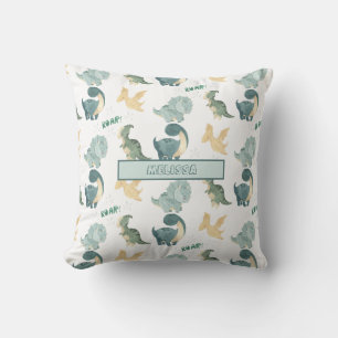 Coussin Motif Dinosaure Aquarelle Cute