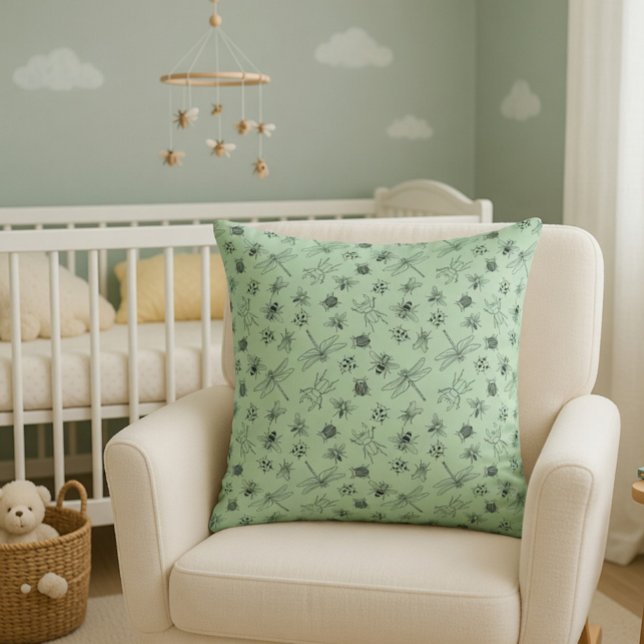 Coussin Motif d'insectes de dessin animé dessinés à la mai (Créateur téléchargé)