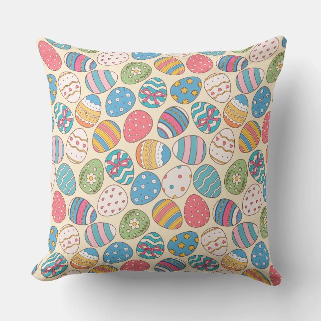 Coussin Motif d'œufs de Pâques colorés (Recto)