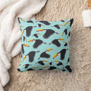 Coussin Motif d'oiseau tropical toucan coloré