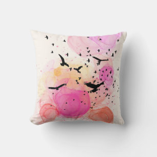 Coussin motif d'oiseaux colorés Abstraits
