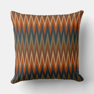 Coussin Motif d'olive, bleu et orange Chevron