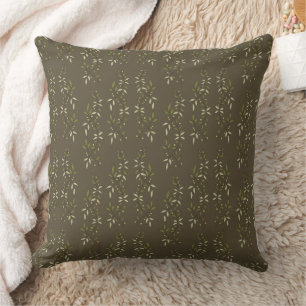 Coussin Motif d'olive de campagne française aquarelle vert