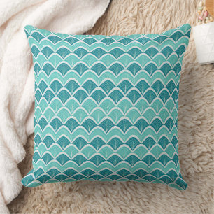 Coussin Motif d'onde marine bleu