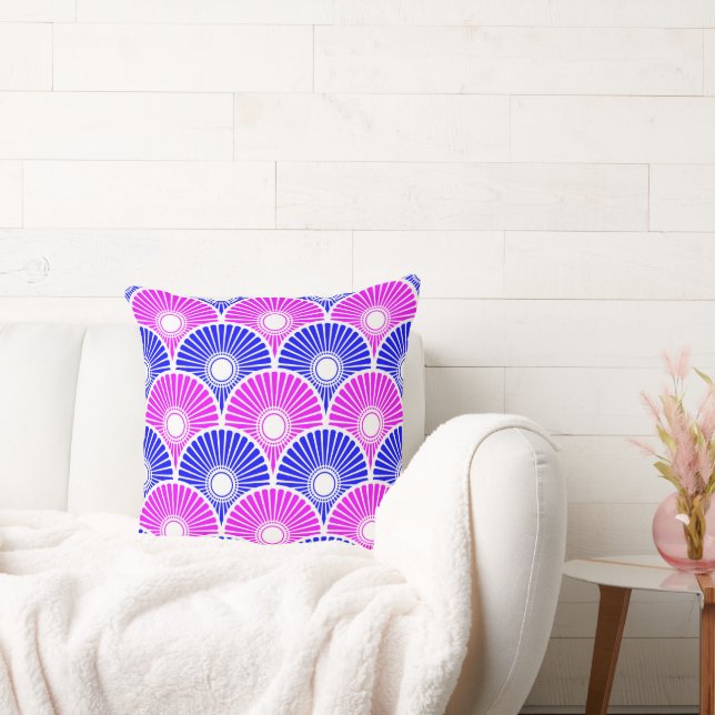 Coussin Motif d'onde semi-circulaire Magenta Pink (Canapé)