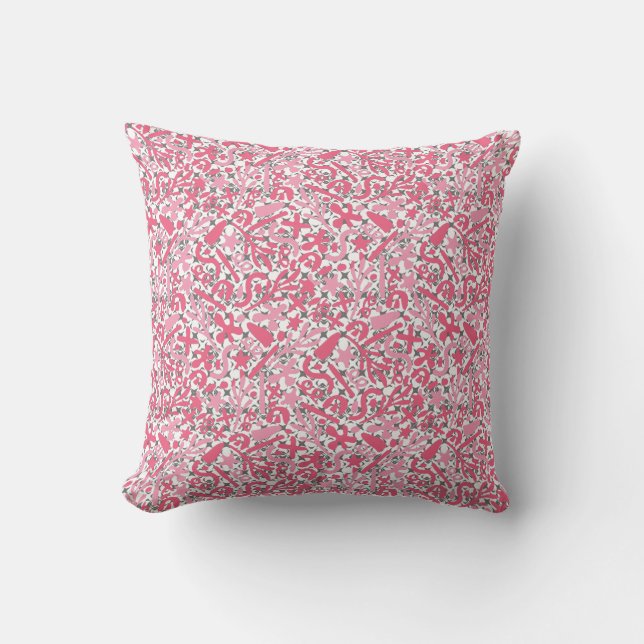 Coussin Motif Doodle en rose.01.w Blanc BG (Recto)