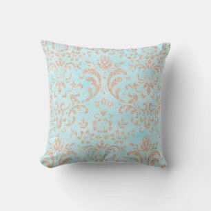 Coussin Motif d'or Aqua Blue Rose
