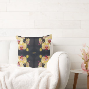 Coussin Motif d'orchidée jaune