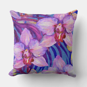 Coussin Motif d'orchidée violette