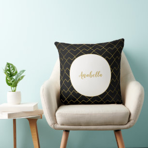 Coussin Motif doré géométrique chic branché
