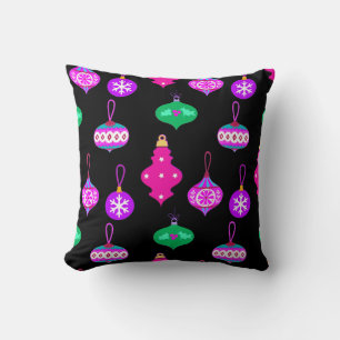 Coussin Motif d'ornement antique en rose, Turquoise et noi