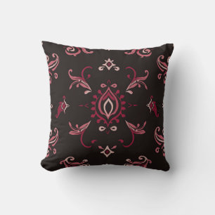 Coussin Motif d'ornement floral en damas de Bourgogne