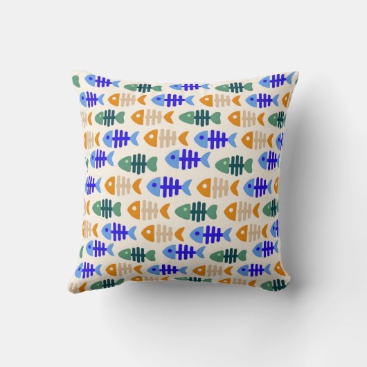 Coussin Motif d'os de poisson mignon coloré (Verso)