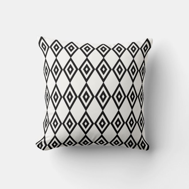Coussin Motif double diamant noir et blanc (Recto)