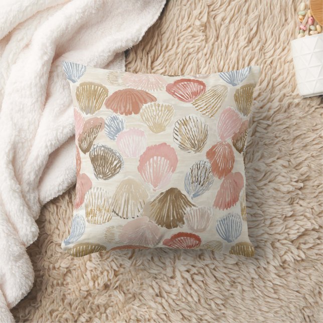 Coussin Motif Douce Plage de Coquillages Côtiers (Couverture)