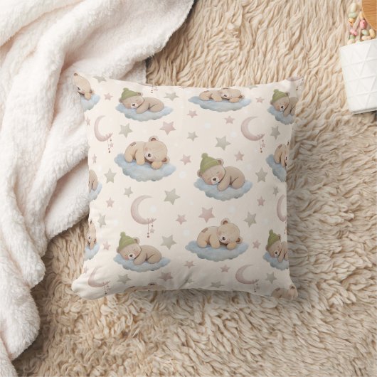 Coussin Motif d'ours en peluche mignonne dormant avec étoi (Couverture)