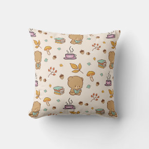 Coussin Motif d'ours pour les amateurs de livres mignons