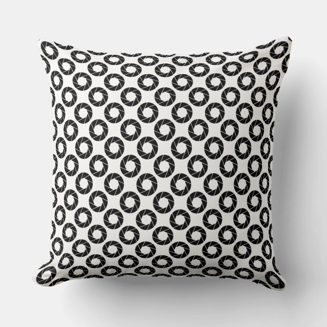 Coussin Motif d'ouverture - Noir sur Blanc (Recto)