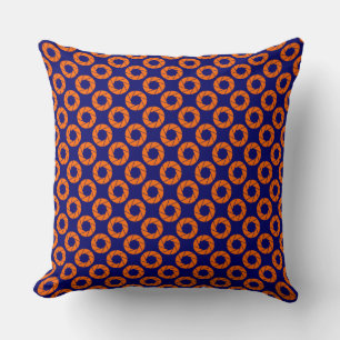 Coussin Motif d'ouverture - Orange sur Deep Navy