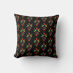 Coussin Motif du coeur populaire portugais en fleurs