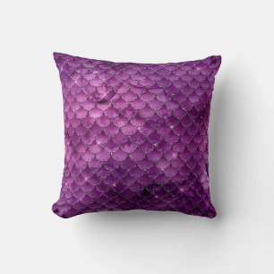 Coussin Motif écailles de sirène ombré violet glamour