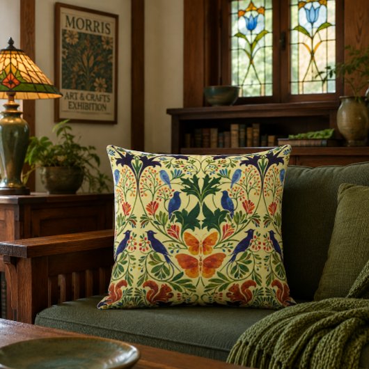 Coussin Motif Écureuils Oiseaux & Papillons