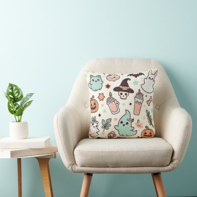 Coussin Motif Éffrayant Pastel Halloween (Chaise)