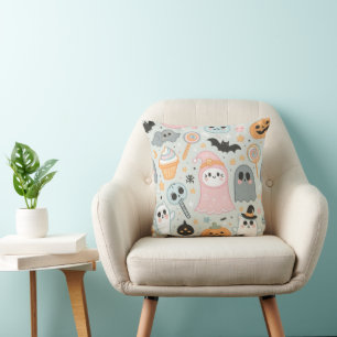 Coussin Motif Éffrayant Pastel Halloween
