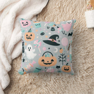 Coussin Motif Éffrayant Pastel Halloween