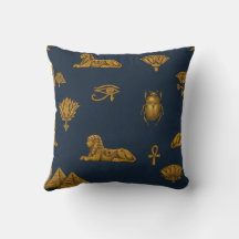 Motif Égyptien Minimaliste Navy & Or Antique