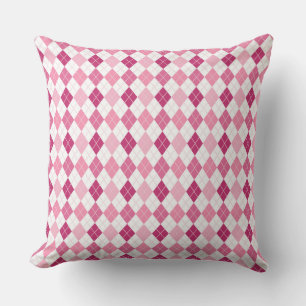 Coussin Motif élégant Argyle : Délice rose et violet