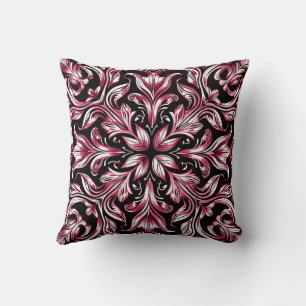 Coussin Motif élégant Art nouveau gothique chic bordeaux