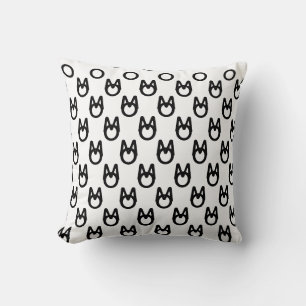 Coussin Motif élégant de chat sauvage noir et blanc stylé