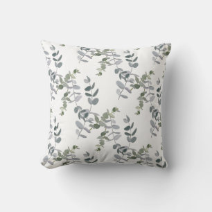 Coussin Motif élégant de feuilles d'eucalyptus vert sauge