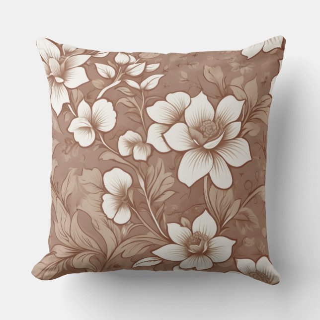 Coussin Motif élégant de rose marron (Recto)
