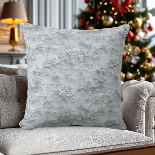 Coussin Motif élégant et personnalisé en gris avec fleurs