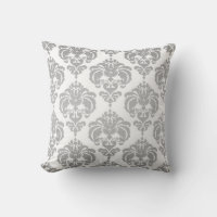 Motif élégant moderne damassé argent et blanc