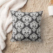 Coussin Motif élégant moderne damassé gris et blanc (Couverture)