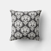 Coussin Motif élégant moderne damassé gris et blanc (Verso)