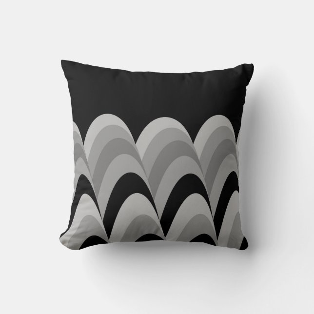 Coussin Motif élégant noir blanc argent gris (Recto)
