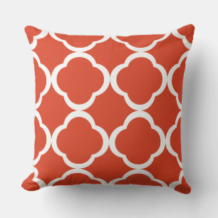 Coussin Motif élégant orange en quatre-feuilles