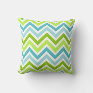 Coussin Motif élégant Turquoise et Vert Chevron