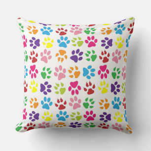 Coussin Motif Empreintes de Pattes Colorées